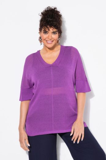Moda za polnejše Pulover polu rukava V ovratnika plus velikost, xxl, Ulla Popken in Johann Popken (JP1880)