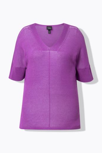 Moda za polnejše Pulover polu rukava V ovratnika plus velikost, xxl, Ulla Popken in Johann Popken (JP1880)