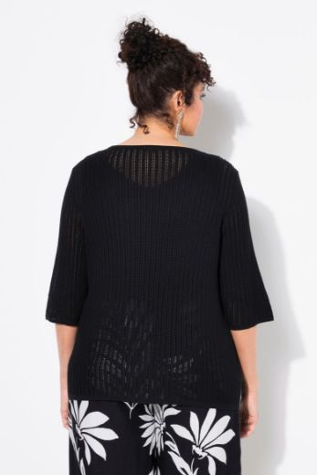 Moda za polnejše Pulover pleteni polu rukava plus velikost, xxl, Ulla Popken in Johann Popken (JP1880)