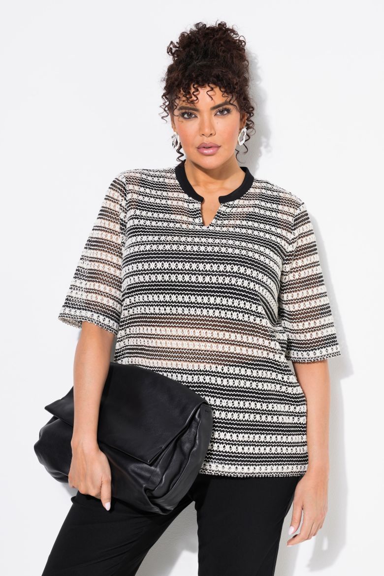 Moda za polnejše Majica pletena kratkih rukava okruglog ovratnika plus velikost, xxl, Ulla Popken in Johann Popken (JP1880)