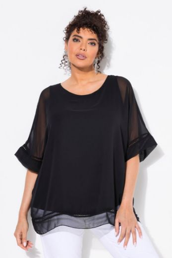 Moda za polnejše Bluza 3/4 rukava okruglog ovratnika plus velikost, xxl, Ulla Popken in Johann Popken (JP1880)