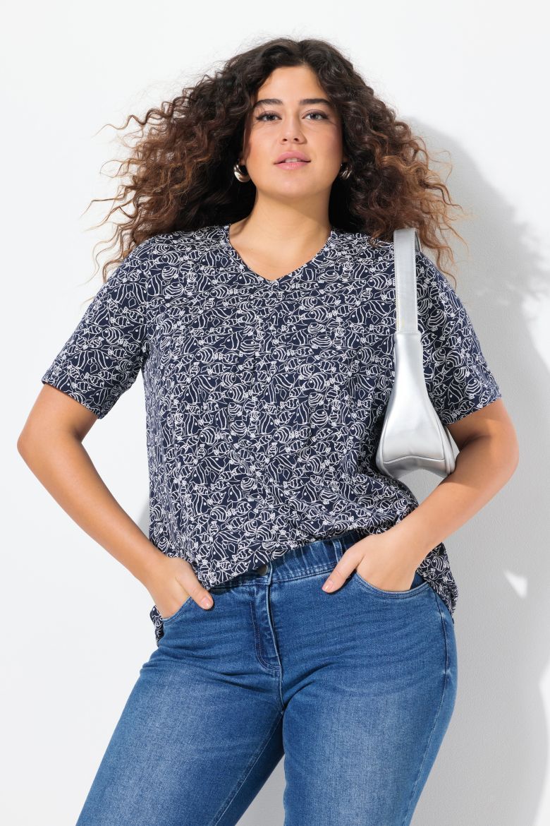 Moda za polnejše Majica kratkih rukava V ovratnika plus velikost, xxl, Ulla Popken in Johann Popken (JP1880)