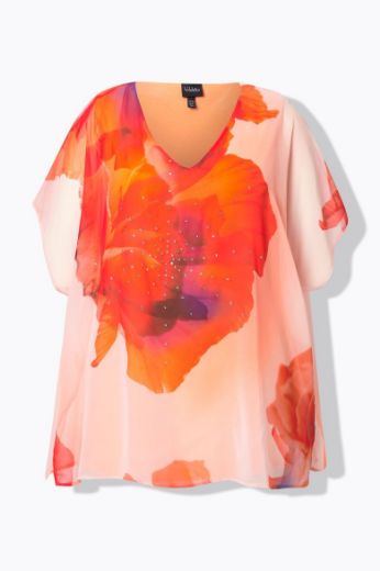 Moda za polnejše Bluza kratkih rukava V ovratnika plus velikost, xxl, Ulla Popken in Johann Popken (JP1880)