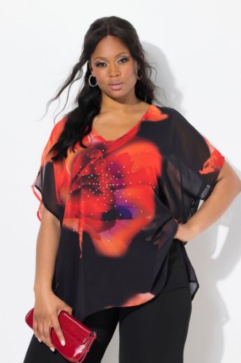 Moda za polnejše Bluza kratkih rukava V ovratnika plus velikost, xxl, Ulla Popken in Johann Popken (JP1880)