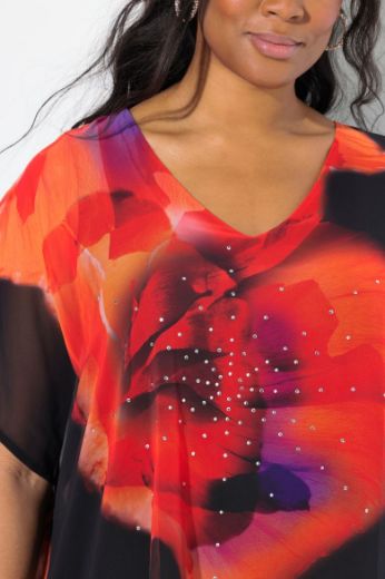 Moda za polnejše Bluza kratkih rukava V ovratnika plus velikost, xxl, Ulla Popken in Johann Popken (JP1880)