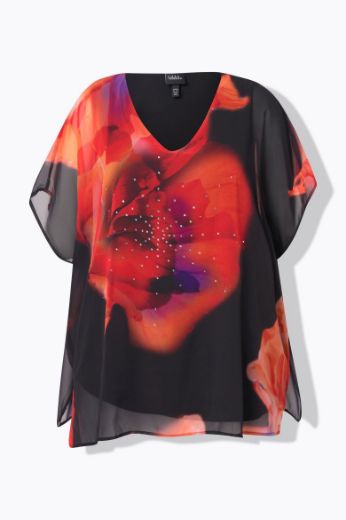 Moda za polnejše Bluza kratkih rukava V ovratnika plus velikost, xxl, Ulla Popken in Johann Popken (JP1880)