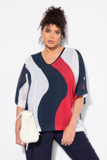 Moda za polnejše Majica 3/4 rukava V ovratnika plus velikost, xxl, Ulla Popken in Johann Popken (JP1880)