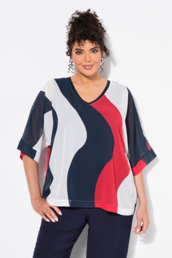 Moda za polnejše Majica 3/4 rukava V ovratnika plus velikost, xxl, Ulla Popken in Johann Popken (JP1880)