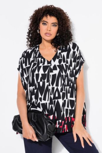 Moda za polnejše Bluza kratkih rukava V ovratnika plus velikost, xxl, Ulla Popken in Johann Popken (JP1880)
