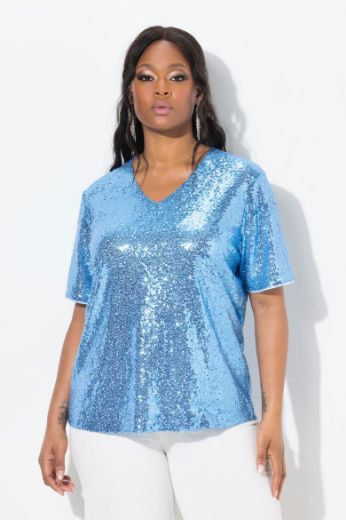 Moda za polnejše Bluza kratkih rukava V ovratnika plus velikost, xxl, Ulla Popken in Johann Popken (JP1880)