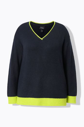 Moda za polnejše Pulover dugih rukava V ovratnika plus velikost, xxl, Ulla Popken in Johann Popken (JP1880)