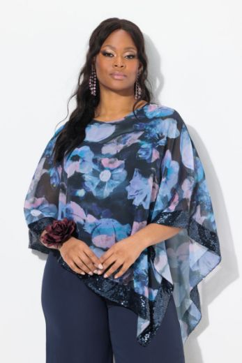 Moda za polnejše Bluza od šifona 3/4 rukava plus velikost, xxl, Ulla Popken in Johann Popken (JP1880)