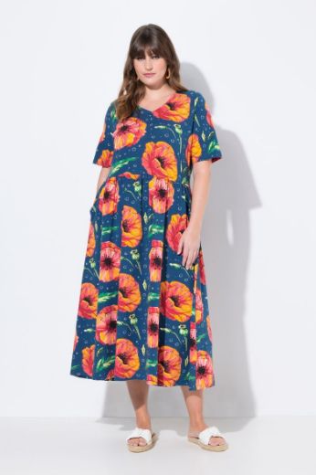Moda za polnejše Haljina maxi kratkih rukava V ovratnika plus velikost, xxl, Ulla Popken in Johann Popken (JP1880)
