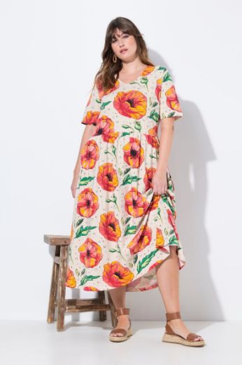 Moda za polnejše Haljina maxi kratkih rukava V ovratnika plus velikost, xxl, Ulla Popken in Johann Popken (JP1880)