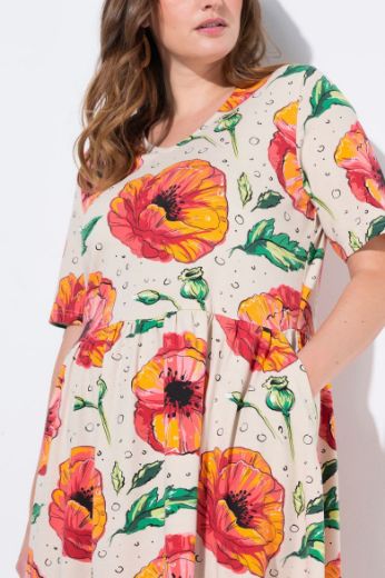 Moda za polnejše Haljina maxi kratkih rukava V ovratnika plus velikost, xxl, Ulla Popken in Johann Popken (JP1880)
