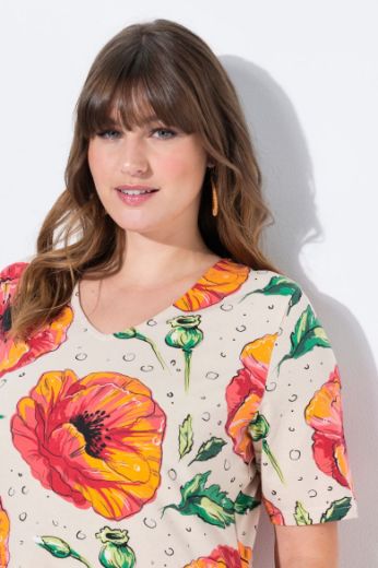 Moda za polnejše Haljina maxi kratkih rukava V ovratnika plus velikost, xxl, Ulla Popken in Johann Popken (JP1880)