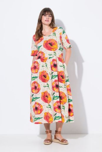 Moda za polnejše Haljina maxi kratkih rukava V ovratnika plus velikost, xxl, Ulla Popken in Johann Popken (JP1880)