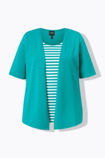 Moda za polnejše Majica 2u1 na pruge plus velikost, xxl, Ulla Popken in Johann Popken (JP1880)