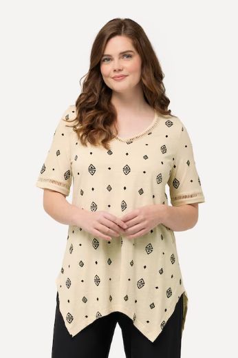 Moda za polnejše Majica kratkih rukava asimetrična V izreza plus velikost, xxl, Ulla Popken in Johann Popken (JP1880)