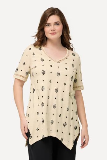 Moda za polnejše Majica kratkih rukava asimetrična V izreza plus velikost, xxl, Ulla Popken in Johann Popken (JP1880)