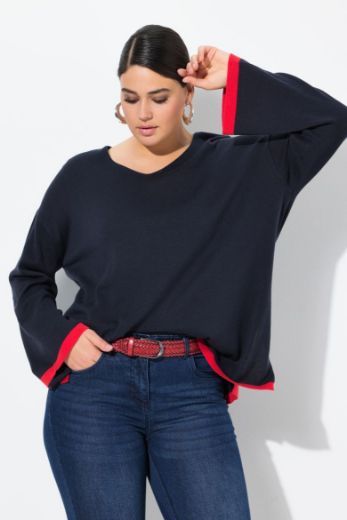 Moda za polnejše Pulover V izreza plus velikost, xxl, Ulla Popken in Johann Popken (JP1880)