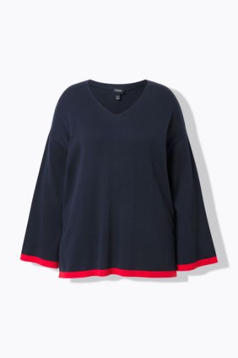 Moda za polnejše Pulover V izreza plus velikost, xxl, Ulla Popken in Johann Popken (JP1880)