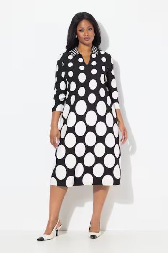 Moda za polnejše Haljina midi 3/4 rukava plus velikost, xxl, Ulla Popken in Johann Popken (JP1880)