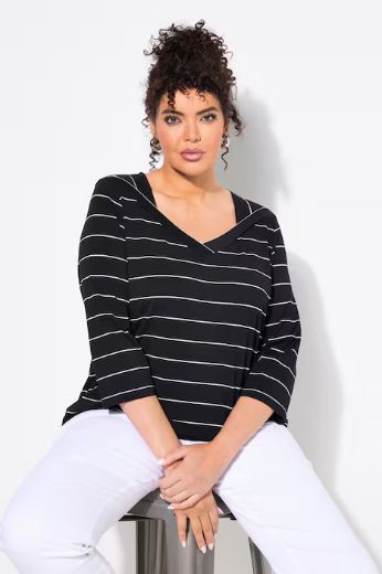 Moda za polnejše Majica 3/4 rukava V ovratnika plus velikost, xxl, Ulla Popken in Johann Popken (JP1880)