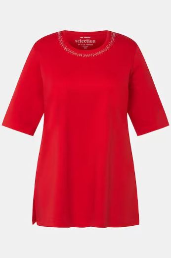 Moda za polnejše Majica s ukrasima na ovratniku plus velikost, xxl, Ulla Popken in Johann Popken (JP1880)