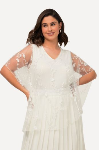Moda za polnejše Bluza s prozirnim kratkim rukavima V ovratnika plus velikost, xxl, Ulla Popken in Johann Popken (JP1880)