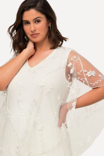 Moda za polnejše Bluza s prozirnim kratkim rukavima V ovratnika plus velikost, xxl, Ulla Popken in Johann Popken (JP1880)