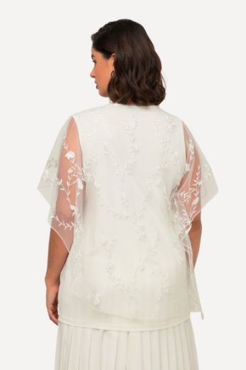 Moda za polnejše Bluza s prozirnim kratkim rukavima V ovratnika plus velikost, xxl, Ulla Popken in Johann Popken (JP1880)
