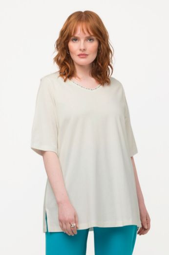 Moda za polnejše Majica V ovratnik s ukrasima na ovratniku plus velikost, xxl, Ulla Popken in Johann Popken (JP1880)