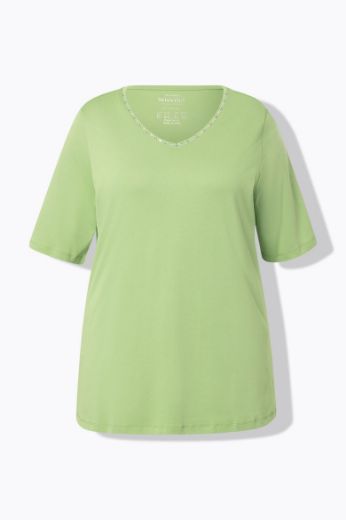 Moda za polnejše Majica V ovratnik s ukrasima na ovratniku plus velikost, xxl, Ulla Popken in Johann Popken (JP1880)