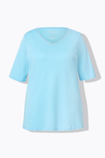 Moda za polnejše Majica V ovratnik s ukrasima na ovratniku plus velikost, xxl, Ulla Popken in Johann Popken (JP1880)