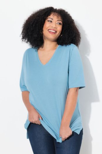 Moda za polnejše Majica V izrez Basic plus velikost, xxl, Ulla Popken in Johann Popken (JP1880)