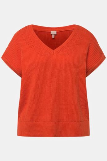 Moda za polnejše Pulover kratkih rukava V ovratnika plus velikost, xxl, Ulla Popken in Johann Popken (JP1880)