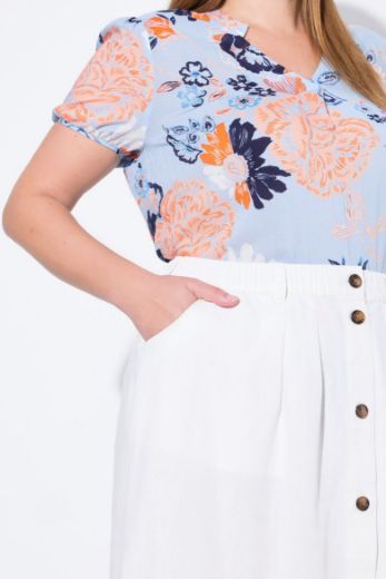 Moda za polnejše Suknja traper duži model na kopčanje plus velikost, xxl, Ulla Popken in Johann Popken (JP1880)