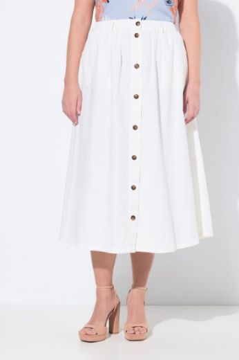 Moda za polnejše Suknja traper duži model na kopčanje plus velikost, xxl, Ulla Popken in Johann Popken (JP1880)