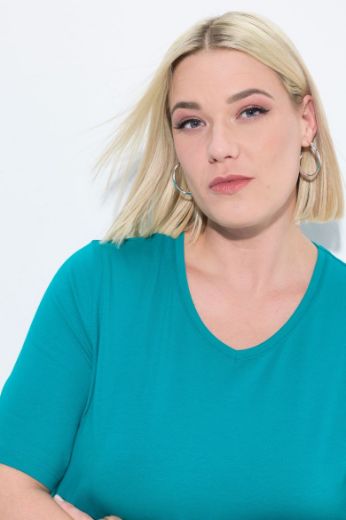 Moda za polnejše Majica V izreza A kroja kratkih rukava plus velikost, xxl, Ulla Popken in Johann Popken (JP1880)