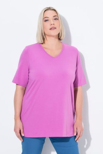 Moda za polnejše Majica V izreza A kroja kratkih rukava plus velikost, xxl, Ulla Popken in Johann Popken (JP1880)