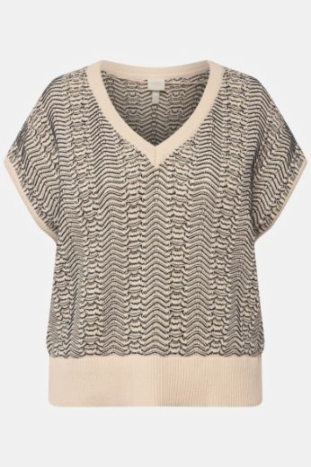 Moda za polnejše Pulover kratkih rukava V ovratnika plus velikost, xxl, Ulla Popken in Johann Popken (JP1880)