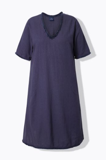 Moda za polnejše Haljina lanena polu rukava V ovratnika plus velikost, xxl, Ulla Popken in Johann Popken (JP1880)