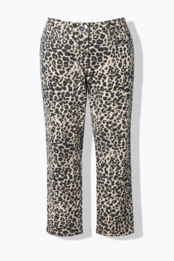 Moda za polnejše Traperice širih nogavica s leopard uzorkom plus velikost, xxl, Ulla Popken in Johann Popken (JP1880)