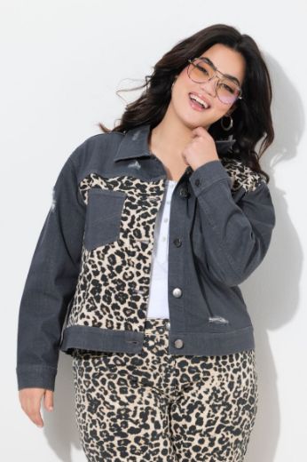 Moda za polnejše Jakna traper s leopard uzorkom plus velikost, xxl, Ulla Popken in Johann Popken (JP1880)
