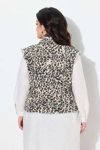 Moda za polnejše Prsluk od trapera s leopard uzorkom plus velikost, xxl, Ulla Popken in Johann Popken (JP1880)