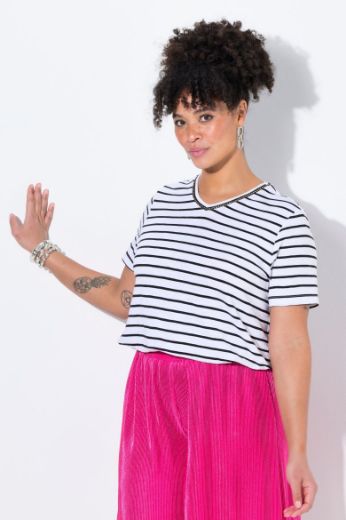 Moda za polnejše Majica kratkih rukava na pruge plus velikost, xxl, Ulla Popken in Johann Popken (JP1880)