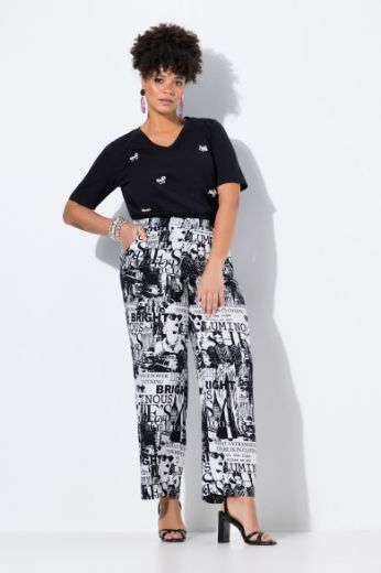 Moda za polnejše Hlače širokih nogavica s printom plus velikost, xxl, Ulla Popken in Johann Popken (JP1880)
