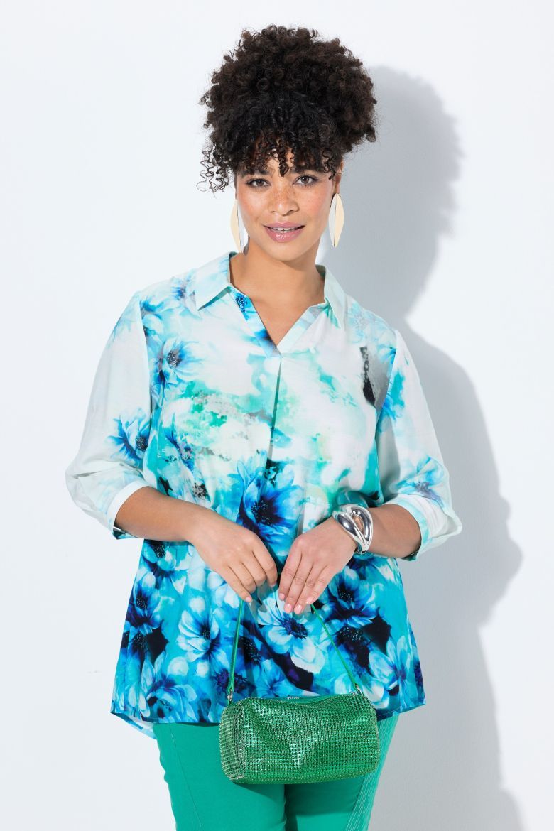 Moda za polnejše Bluza dužeg kroja cvjetnog uzorka plus velikost, xxl, Ulla Popken in Johann Popken (JP1880)
