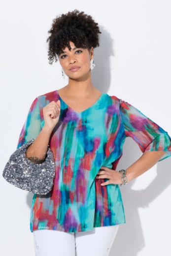 Moda za polnejše Bluza mrežasta s printom plus velikost, xxl, Ulla Popken in Johann Popken (JP1880)